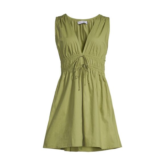 Faithfull The Brand Green Cotton San Michele Mini Dress Size L - Picture 1 of 4